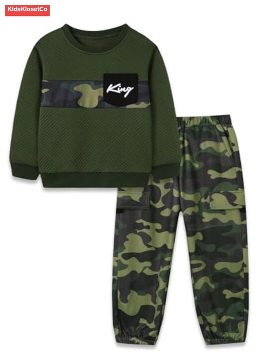 Other - Toddler Boys Colorblock Sweatshirt & Cargo Pants Set Long Sleeve 2-Piece